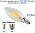 12V/24V DC LED Candle Bulb, Dimmable with 12V DC Dimmer, 4W 400Lm, 2700K Warm White Light, E12 Small Base, Clear Glass Torpedo Tip, 40W Incandesce...