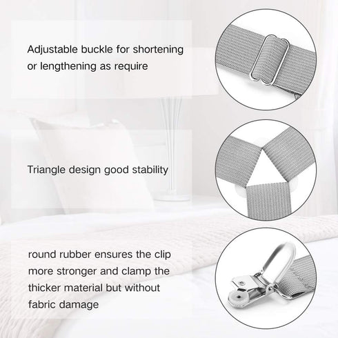 Foloda Bed Sheet Holders, 4 pcs Adjustable Fitted Sheet Straps for Bed Corner, bedsheet Holder Clips Fasteners Suspenders Locker Gripper Scrunchie...
