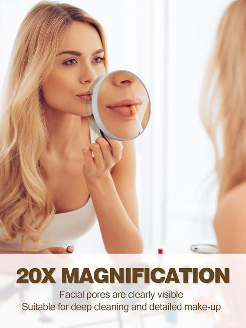 20X Magnifying Mirror with 2 Suction Cups, 3.5 inches Magnified Makeup Mirror and Slant Tweezers,Grey?1PCS...