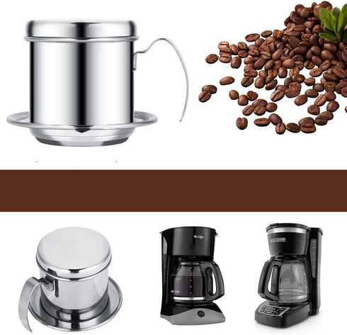 Zopsc Vietnamese Coffee Drip Filter Maker Stainless Steel Coffee Filter Cup Infuser Home Coffee Maker(Silver)...