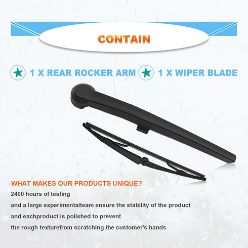 Rear Windshield Wiper Blade Kits, 14in Rear Windshield Back Wiper Accessories Compatible With Grand Cherokee 2005-2010#05139836AB...