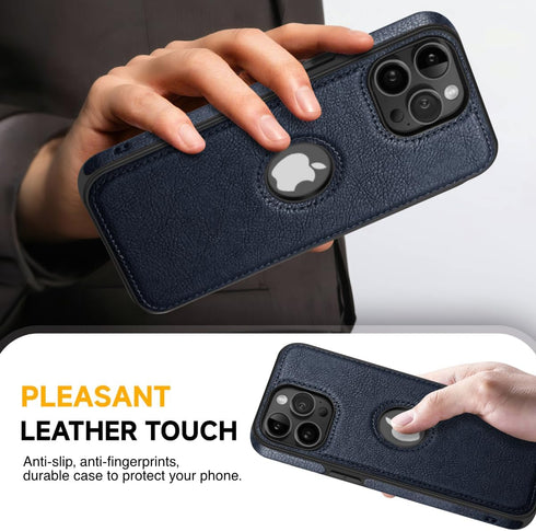 Classy Design Luxury Leather Phone Case for iPhone 12 & iPhone 12 Pro Non-Slip Grip Full Body Ultra Slim Protective Case (2020,6.1”) (Blue)...