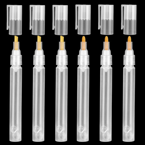 Acrylic Paint Markers, 6 Empty Paint Markers, 3 Pcs 3mm and 3 Pcs 6.5mm White Paint Pens Empty Acrylic Marker, Empty Paint Markers for Painting, R...