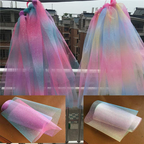 Rainbow Glitter Tulle Rolls 6 inch x 10 Yards (30 feet) for Table Runner Chair Sash Bow Pet Tutu Skirt Sewing Crafting Fabric Wedding Birthday Rib...