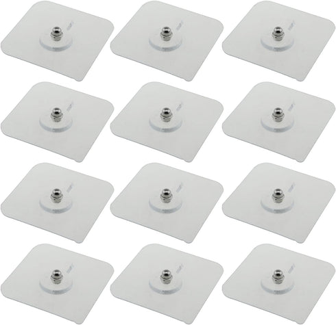 12PCS 6x6cm/2.36x2.36inch Plastic Metal Clear Sticky Wall Mounted No Trace Screw Hooks for Hanging Kitchenware and Key and Hat...