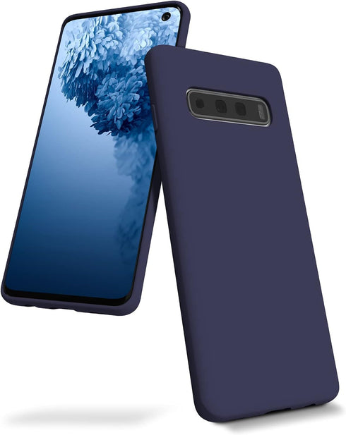 GOOSPERY Liquid Silicone Case for Samsung Galaxy S10 Plus (2019) 6.4 inch Jelly Rubber Bumper Case with Soft Microfiber Lining - Blue Navy...