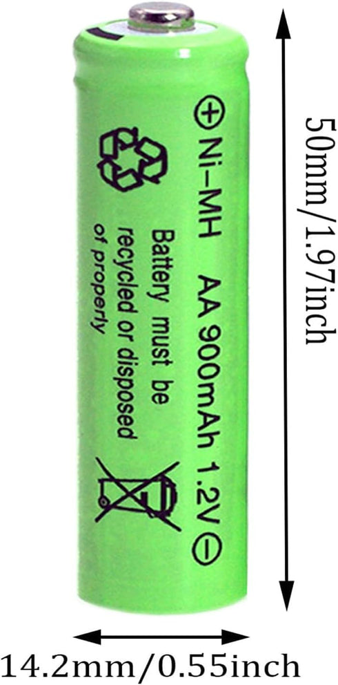 10 Packs 1.2V AA 900mAh Ni-MH Rechargable Batteries for Solar Lights, Garden Lights, Remotes, Mice...