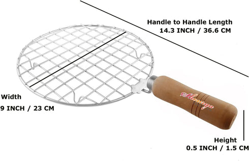 Satre Online And Marketing Stainless Steel Wire Roaster,Wooden Handle Round with Roasting Net,Roasting Net,Round Roasting Net,Papad Jali,Roti Jali...