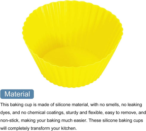 uxcell 18Pcs Silicone Cupcake Liners, Non-Stick Baking Cups, for Cooking Eggs, Baking Muffins and Make a Cake(Yellow)...
