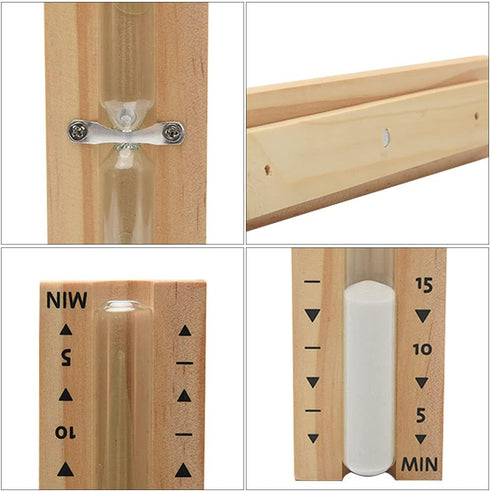 Sauna Hourglass Sand Timer, Beech Wood 15 Minutes Accurate Hour-Glass, Rotating Heat Resistant Wooden Hour Glass (White Sand)...