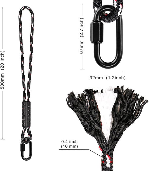 BeneLabel Poseidon Series Sewn Prusik Loops Ropes, Safety, 19", Diameter 2/5", 2 Pack, Black...