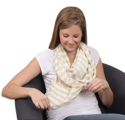 Leachco Luxi Nursing Infinity Scarf, Khaki & Ivory Stripe...