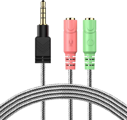 MillSO Headset Adapter, 3.3 Feet 3.5mm Mic and Audio Headphone Splitter (TRRS Male to 2 TRS Female) CTIA 4 Pole Stereo Jack Y Cable for Dual-plug ...