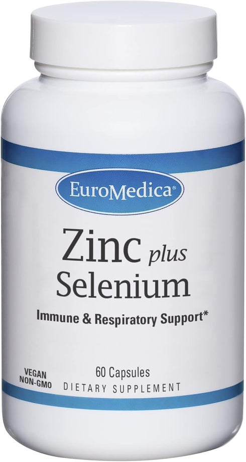 EuroMedica Zinc Plus Selenium - 60 Capsules - Immune & Respiratory Support - Non-GMO, Vegan - 60 Servings...
