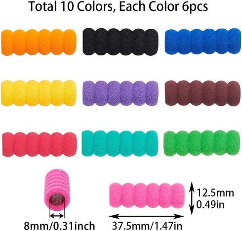 GORGECRAFT 60PCS 10 Colors Soft Foam Pencil Grips Pen Grippers Pencil Cushion Pen Holder Sponge Grips Painting Drawing for Adults Arthritis Writin...