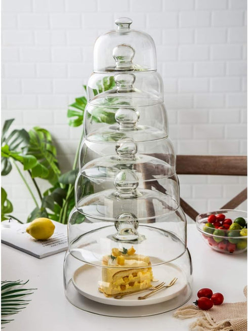 HEMOTON Glass Cake Dome Clear Cloche Dome Cake Display Cover with Knob Handle Size XL...