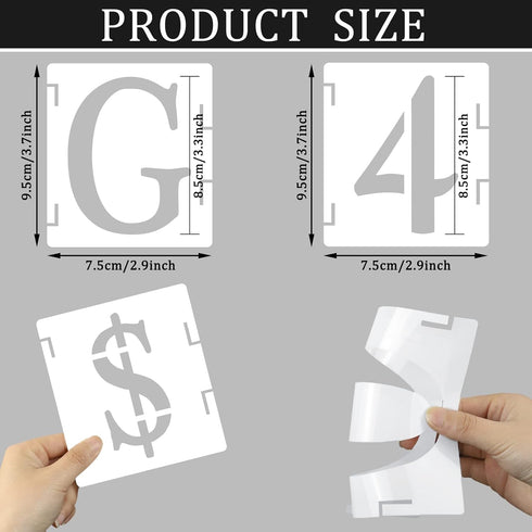3 Inch Letter Stencils Symbol Numbers Craft Stencils for Painting on Wood, 43 Pcs Reusable Alphabet Templates Interlocking Stencil Kit for Wall Fa...