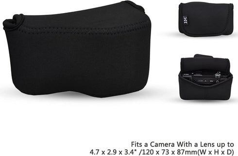 JJC Soft Neoprene Digital Camera Case Pouch Compact Bag Protector with Anti-Lost Inner Strap for Sony ZV-E10 A6500 A6400 A6300 A6100 A6000 A5500 A...