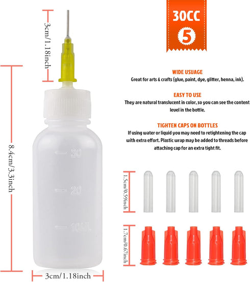 FJNATINH 30cc Needle Glue Squeeze Bottle, Precision Tip Applicator, 5 Pack...