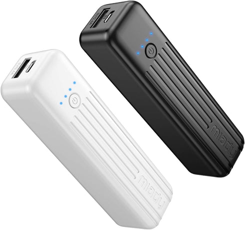 Miady 2-Pack Small Portable Charger, 5000mAh Mini Battery Pack 3.45oz Lightweight Power Bank 5V/2.4A Output & 5V/2A Input Compatible with iPhone, ...