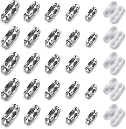 30pcs Replacement Blind Pull Cord Connector Stainless Steel Ball Chain Connector Clasps Fits for 3.2/4.0/4.5/5/6.0mm Beaded Ball Chain...