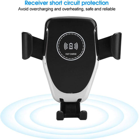 Car Mount Charger, 10W 360 Degrees Rotation Fast Charging Car Charger Bracket Mobile Phone Charger Silver for S10, S10, Note 10, 10, Mate 30, Mate...