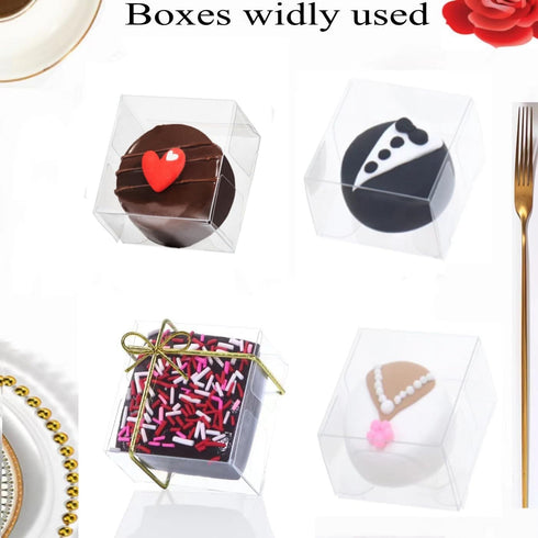 RomanticBaking 50pcs Clear Single Chocolate Covered Ore Cookies Macaron Box for Wedding Favors Baby Shower 2.17"×2.17"×1.38" Inch Party Favor Box ...