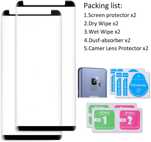 Galaxy S8 Plus Screen Protector, 2 Pack Tempered Glass Screen Protector, 2 Pack Camera Lens Protector, 9H Hardness Tempered Glass Screen Protector...