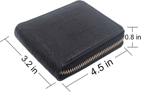 Mens US Dollar Bill Zip Around Bifold Wallet Leahter Card Credit Holder (Black-1)...