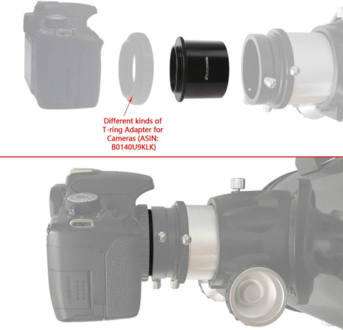 Astromania 2" T-2 Focal Camera Adapter for SLR Cameras - Simply Attach Your Camera to The Telescope...