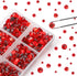 OUTUXED 5040pcs Red Flatback Rhinestones for Crafting, Crystal Round Gems for Nail Art DIY, Halloween Clothes Bags, 6 Mixed Size Hotfix With Tweez...