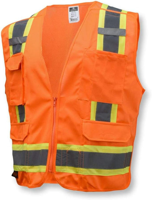Radians SV46O4X Class 2 Breakaway Survey Safety Vests, Two Tone Orange, 4 Extra Large...