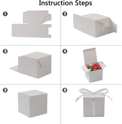 COTOPHER 60pcs Small Gift Boxes, Favor Boxes 2x2x2 inches Paper Gift Boxes with Ribbons Candy Box for Wedding Favors Baby Shower Bridal Shower Bir...