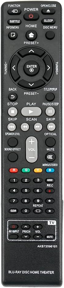 AKB73596101 Replace Remote Control Applicable for LG Blu-Ray BH6720S BH6820SW BH6520TW BH6220S BH6240S Bh6340H Home Theater System AKB73596102...