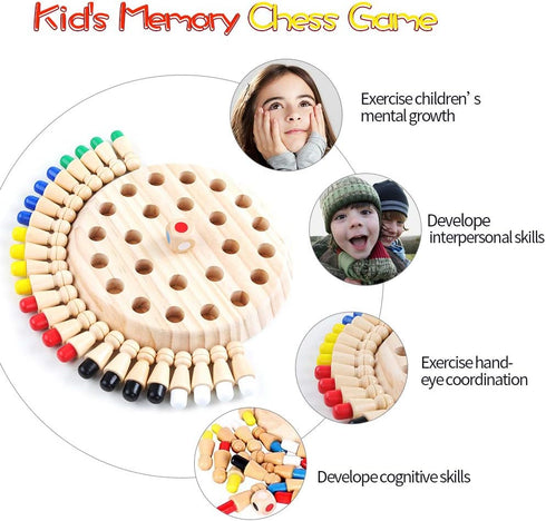Wooden Memory Match Stick Chess Game, Color Memory Chess, Funny Block Board Game, Parent-Child Interaction Toy, Educational Intelligent Games Logi...