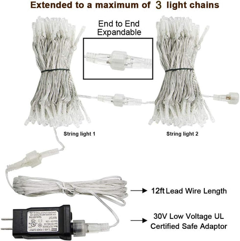 HEYFUNi 304 LED Curtain Lights Outdoor, 9.8Ft*9.8Ft Hanging String Lights Plug in with 8 Modes, Connectable Curtain Fairy Lights for Bedroom, Dorm...