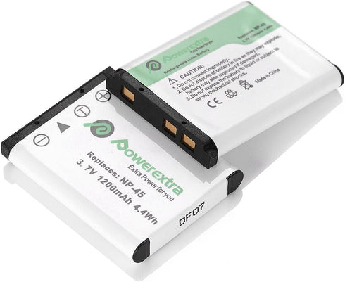 Powerextra 2 x NP-45 NP-45A NP-45B NP-45S Battery Compatible with Fujifilm INSTAX Mini 90, FinePix XP20 XP22 XP30 XP50 XP60 XP70 XP80 XP90 XP120 X...
