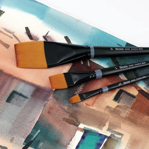 Creative Mark Beste Golden Taklon Hair Brushes - Watercolor Paint Brushes for Acrylic, Watercolor, Water-Soluble Oil, and Any Wet Paint - Dagger S...