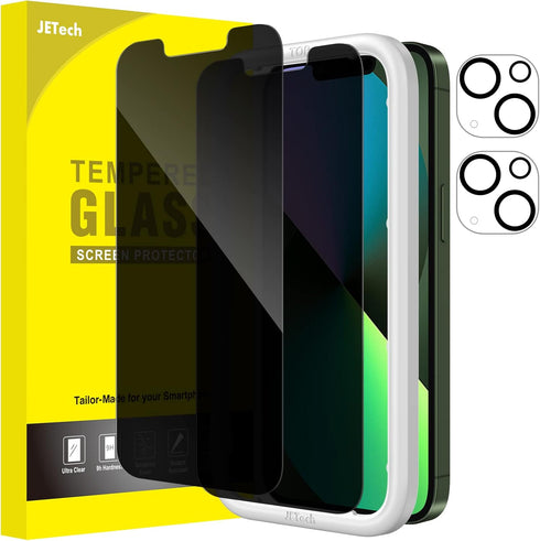 JETech Privacy Screen Protector for iPhone 13 mini 5.4-Inch with Camera Lens Protector, Anti-Spy Tempered Glass Film, Easy Installation Tool, 2-Pa...