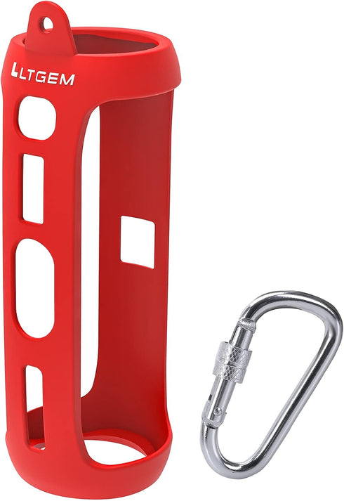 LTGEM Silicone Carrying Travel Case for JBL FLIP 5 Waterproof Portable Speaker with Extra Carabiner - Red...