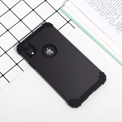 IDweel for iPhone XR Case, Case for iPhone XR with Tempered Glass Screen Protector, 3 in 1 Shockproof Slim Hybrid Heavy Duty Hard PC Cover Soft Si...