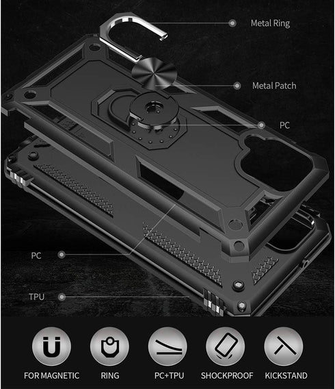 Galaxy A12 Phone Case, Samsung A12 Phone Case with HD Screen Protector, Military Grade Protective Cases with Ring for Samsung Galaxy A12 (Black)...