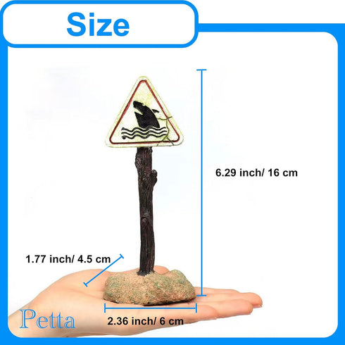 Petta Aquarium Decor,2 Pcs Floating Shark with Shark Warning Sign Ornament Decoration for Aquarium Fish Tank...