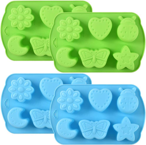 Newk Insects Silicone Candy mold, 4 Packs 6- Cavity Animal Butterfly Moon Star 3D Bakeware Mold, Nonstick Food Grade Mold for Candies, Chocolate, ...