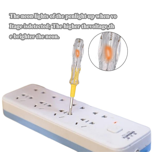 Fielect 2Pcs Voltage Tester Screwdriver, Contact Voltage Tester Pen Light Circuit Tester Voltage Detecter Pen Electric Test Pen Screwdriver 3.5mm ...