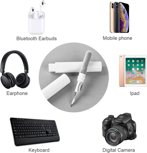 Bluetooth Earbuds Cleaning Pen, 3 in 1 Multifunction Cleaner Kit with Soft Brush for Wireless Earphones Bluetooth Headphones Charging Box Accessor...