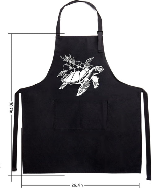 Sea Turtle Gifts for Women, Kitchen Decor Cooking Utensils Set include Unique Bamboo Cooking Spoons Apron, Personalized Christmas Mother's Day Hou...