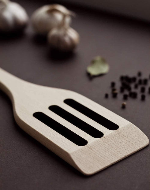Long Handle Slotted Wooden Spoon 16 inch – European Made Heavy Duty Large Wooden Spatula & Stir Paddle – 100% Natural Solid Hardwood – Healthy and...