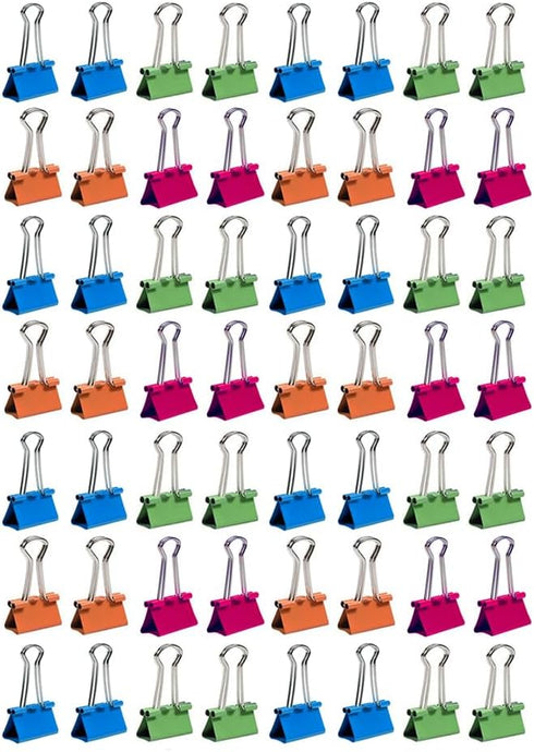 Small Binder Clips, 48 Pack, 3/4 Inch, Standard 19mm, Dark Colorful, Capacity 0.31 Inch, Small Binder Paper Clips, Fold Clamp, Small Size, Office ...