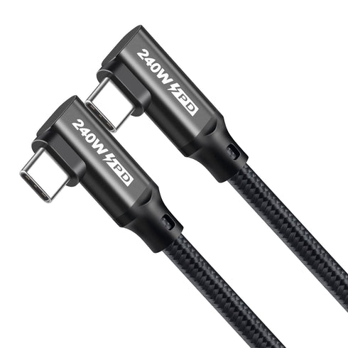 240W USB C to USB C Cable 10FT,PD 3.1 Type C to C 5A Fast Charging Cable Right Angle for MacBook Pro/Air, iPad Pro12.9/11/Air,iPhone15/15Pro/15Plu...